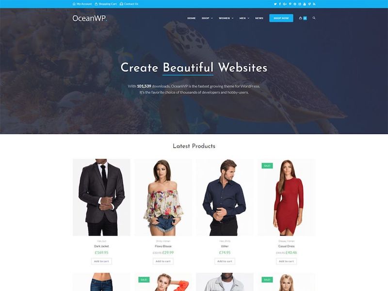 OceanWP WordPress theme can be downloaded for free
