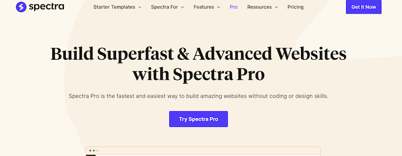 Spectra page builder