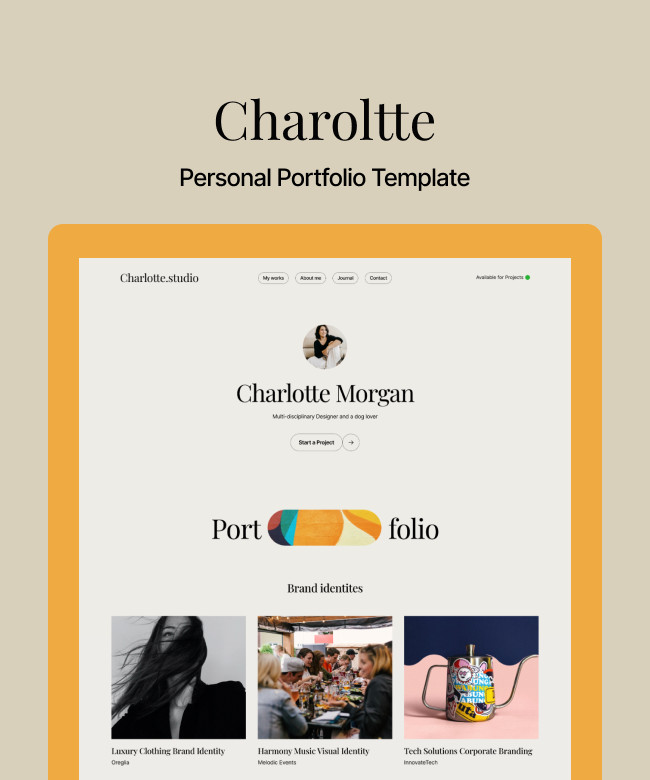 Charlotte — Portfolio Template Thumbnail