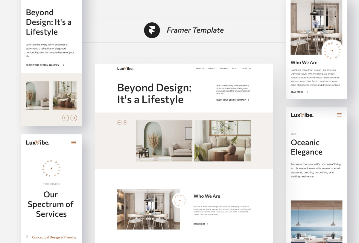 Luxvibe - Interior Design Website Framer Preview Image 3