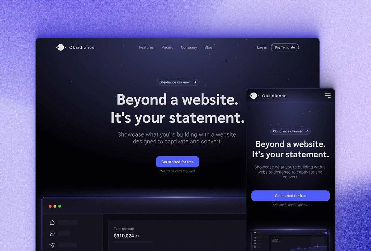 Obsidiance — SaaS Website Template Preview Image 1