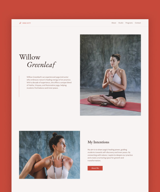 Serenity — Yoga Instructor Framer Template Thumbnail